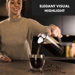 Klarstein Glaswerk Ristretto, French Press, 0.35 Litre, Borosilicate Glass, Stainless Steel, Walnut Wood -Home Chef Shop 42770286 4