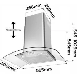 CIARRA 60cm Curved Glass Wall Mounted Cooker Extractor Hood 6S506-UK -Home Chef Shop 47309339 5