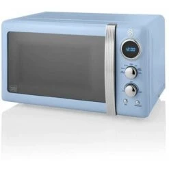 Swan Retro 800W LED Digital Microwave Blue