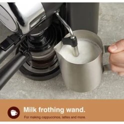 VonShef 4 Bar Espresso Machine - Black Coffee Maker With 4 Cup Capacity, Removable Easy Clean Drip Tray, Stainless Steel Filter, Control Dial & Milk Frothing For Espressos, Cappuccinos & Lattes - 800W -Home Chef Shop 54924687 4