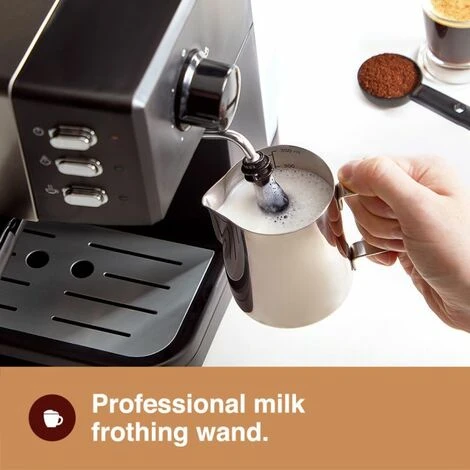 VonShef Espresso Machine, 15 Bar Pressure Pump – Barista Coffee Maker With Milk Frother For Latte, Cappuccino, Americano, Flat White And More – Black/Silver 3 VonShef Espresso Machine, 15 Bar Pressure Pump – Barista Coffee Maker With Milk Frother For Latte, Cappuccino, Americano, Flat White And More – Black/Silver - Image 3