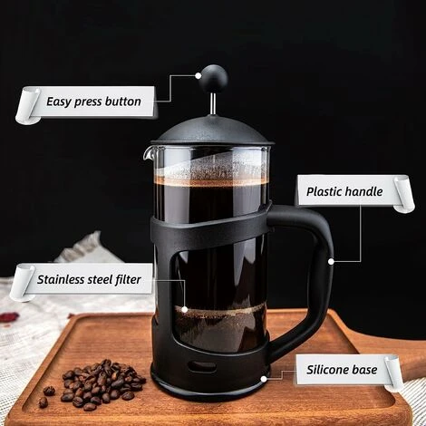 French Press Coffee Maker 2 Cups, Cafetiere Coffee Press, Perfect For Coffee Lover Gifts Morning Coffee, Maximum Flavor Coffee Brewer With Stainless Steel Filter, 12 Oz/350 ML 2 French Press Coffee Maker 2 Cups, Cafetiere Coffee Press, Perfect For Coffee Lover Gifts Morning Coffee, Maximum Flavor Coffee Brewer With Stainless Steel Filter, 12 Oz/350 ML - Image 2
