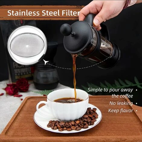 French Press Coffee Maker 2 Cups, Cafetiere Coffee Press, Perfect For Coffee Lover Gifts Morning Coffee, Maximum Flavor Coffee Brewer With Stainless Steel Filter, 12 Oz/350 ML 4 French Press Coffee Maker 2 Cups, Cafetiere Coffee Press, Perfect For Coffee Lover Gifts Morning Coffee, Maximum Flavor Coffee Brewer With Stainless Steel Filter, 12 Oz/350 ML - Image 4