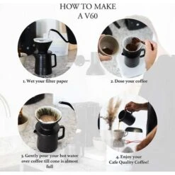 500ML Pour Coffee Maker Set, Premium Ceramic V60 Dripper And Decanter, 1-2 Cup Home Filter Coffee Maker (Black) -Home Chef Shop 60699814 3