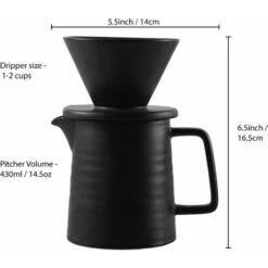 500ML Pour Coffee Maker Set, Premium Ceramic V60 Dripper And Decanter, 1-2 Cup Home Filter Coffee Maker (Black) -Home Chef Shop 60699814 5