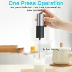 Handheld Milk Frother, Electric Milk Blender Froth Machine, Stirred Beverage Blender For Latte, Cappuccino, Hot Chocolate, Drinks, High Speed 14000 RPM (battery Not Included, With Stand) -Home Chef Shop 60699910 2