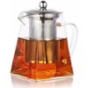 Square Glass Teapot With Infuser, 500 Ml Borosilicate Tea Pot With Strainer, Clear Leaf Tea Pots For Loose Tea