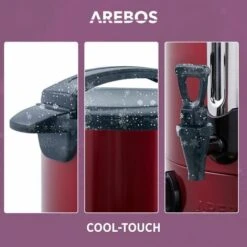 AREBOS Mulled Wine Cooker 1650 W Hot Drink Dispenser 20 L With Drip Tray, Outlet Tap, Thermostat And Overheating Protection Temperature Setting From 30 - 110 °C Red -Home Chef Shop 63743229 4