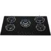 SIA BGH90BL 90cm Black 5 Burner Gas On Glass Hob Cast Iron Supports LPG Kit