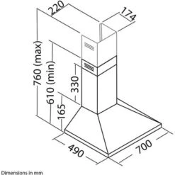 SIA CHL70BL 70cm Chimney Cooker Hood Kitchen Extractor Fan In Black -Home Chef Shop 65334535 4