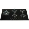 SIA GHG902BL 90cm Black 5 Burner Gas On Glass Hob With Cast Iron Pan Stands