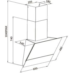 60cm Black Angled Cooker Hood With Sliding Glass Panel - SIA AGTC60BL 7 60cm Black Angled Cooker Hood With Sliding Glass Panel - SIA AGTC60BL -Home Chef Shop 65334668 3