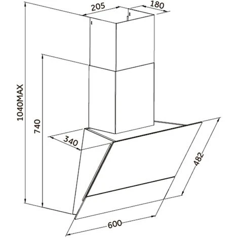 60cm Black Angled Cooker Hood With Sliding Glass Panel - SIA AGTC60BL 3 60cm Black Angled Cooker Hood With Sliding Glass Panel - SIA AGTC60BL - Image 3
