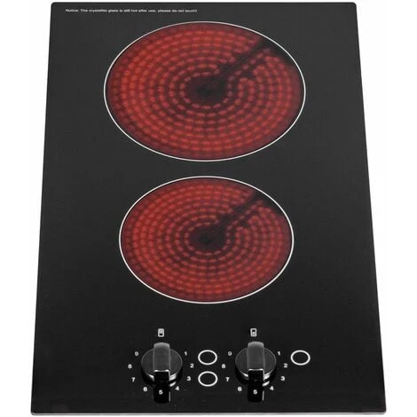 SIA CERH30BL 30cm 2 Burner Domino Ceramic Electric Hob In Black, Knob Control 1 SIA CERH30BL 30cm 2 Burner Domino Ceramic Electric Hob In Black, Knob Control