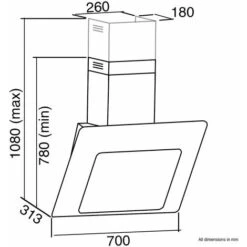 SIA AGE71BL 70cm Black 3 Colour LED Edge Lit Angled Glass Cooker Hood Extractor -Home Chef Shop 65334758 4