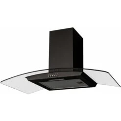 SIA CGH80BL 80cm Curved Glass Chimney Cooker Hood Extractor Fan In Black