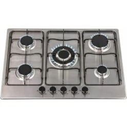 SIA SSG702SS 70cm 5 Burner Gas Hob In Stainless Steel With Enamel Pan Stands