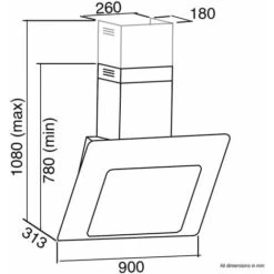 SIA AGE91BL 90cm Black 3 Colour LED Edge Lit Angled Glass Cooker Hood Extractor -Home Chef Shop 65334819 4
