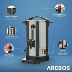AREBOS Mulled Wine Maker 950 W Hot Beverage Dispenser 6.8 L With Drip Tray, Outlet Tap, Thermostat And Overheating Protection Temperature Setting From 30-110°C -Home Chef Shop 65752108 3