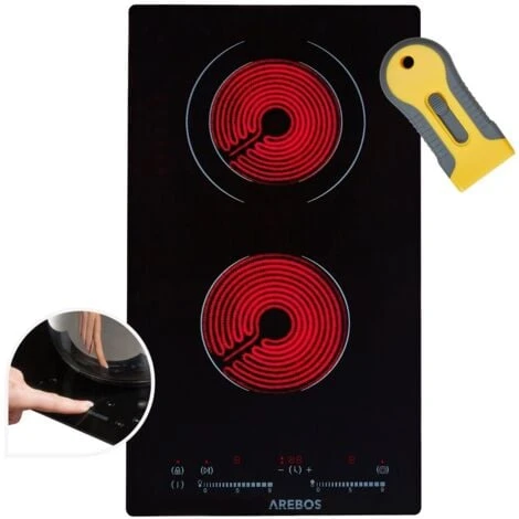AREBOS Glass Ceramic Hob 3000 W 2 Hobs 30cm Autarkic With Sensor Touch Child Safety Lock Overheating Protection Auto Switch-off 1 AREBOS Glass Ceramic Hob 3000 W 2 Hobs 30cm Autarkic With Sensor Touch Child Safety Lock Overheating Protection Auto Switch-off