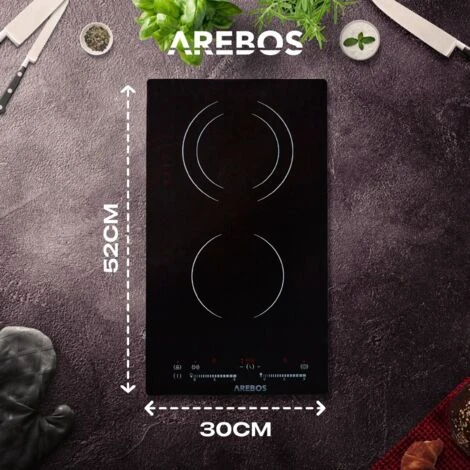 AREBOS Glass Ceramic Hob 3000 W 2 Hobs 30cm Autarkic With Sensor Touch Child Safety Lock Overheating Protection Auto Switch-off 5 AREBOS Glass Ceramic Hob 3000 W 2 Hobs 30cm Autarkic With Sensor Touch Child Safety Lock Overheating Protection Auto Switch-off - Image 5