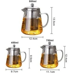 Heat Resistant Glass Teapot With Infuser, Clear Handle, Perfect For Tea And Coffee - (450ml) -Home Chef Shop 67924862 3
