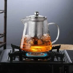 Heat Resistant Glass Teapot With Infuser, Clear Handle, Perfect For Tea And Coffee - (450ml) -Home Chef Shop 67924862 5