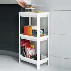 3 Tier Slim Organizer Storage Cart Laundry Trolley Bathroom Shelves Organizer, For Bathroom Laundry Room Pantry Kitchen Narrow Places 6 3 Tier Slim Organizer Storage Cart Laundry Trolley Bathroom Shelves Organizer, For Bathroom Laundry Room Pantry Kitchen Narrow Places -Home Chef Shop 68091211 3