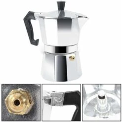 Moka Pot Machine Express Italian Coffee Maker Espresso Stainless Steel Kettle(450ML 9cups) -Home Chef Shop 68091257 4
