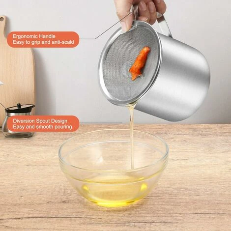 Bacon Grease Container With Stainless Steel Grease Strainer Perfect As Pan Grease Holder, Cooking Oil Keeper And Storage1.2L 5 Bacon Grease Container With Stainless Steel Grease Strainer Perfect As Pan Grease Holder, Cooking Oil Keeper And Storage1.2L - Image 5