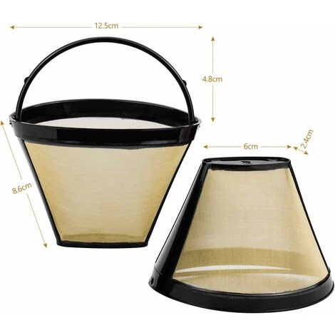2 Pcs Reusable Coffee Filter Permanent Filter With Stainless Steel Mesh Filter Size 4 For 8-12 Cups Of Coffee Plastic Black 2 2 Pcs Reusable Coffee Filter Permanent Filter With Stainless Steel Mesh Filter Size 4 For 8-12 Cups Of Coffee Plastic Black - Image 2