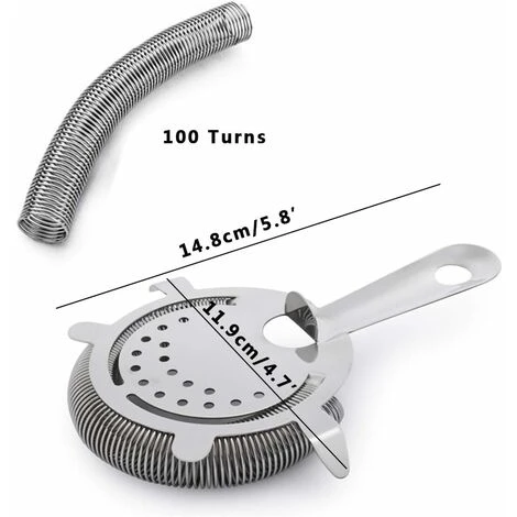 Hawthorne Cocktail Strainer Stainless Steel Bar Strainer Professional 4 Prong Strainer With 100 Wire Spring 2 Hawthorne Cocktail Strainer Stainless Steel Bar Strainer Professional 4 Prong Strainer With 100 Wire Spring - Image 2