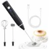 Electric Milk Frother With Double Whisk, USB Rechargeable Milk Frother, 2 In 1 Handheld Battery Operated Milk Frother For Coffee, Latte, Cappuccino, Whipping Eggs