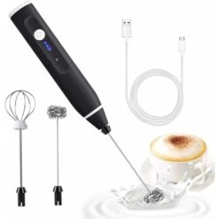 Electric Milk Frother With Double Whisk, USB Rechargeable Milk Frother, 2 In 1 Handheld Battery Operated Milk Frother For Coffee, Latte, Cappuccino, Whipping Eggs