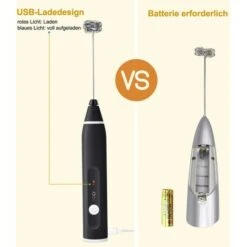 Electric Milk Frother With Double Whisk, USB Rechargeable Milk Frother, 2 In 1 Handheld Battery Operated Milk Frother For Coffee, Latte, Cappuccino, Whipping Eggs -Home Chef Shop 68107147 3