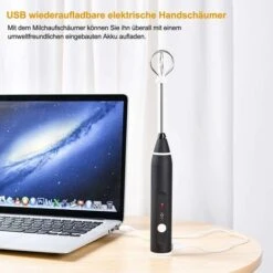 Electric Milk Frother With Double Whisk, USB Rechargeable Milk Frother, 2 In 1 Handheld Battery Operated Milk Frother For Coffee, Latte, Cappuccino, Whipping Eggs -Home Chef Shop 68107147 4