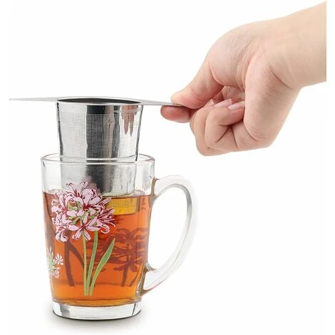 Extra Fine 18/8 Stainless Steel Tea Infuser Mesh Strainer With Large Capacity & Perfect Size Double Handles For Hanging On Teapots, Mugs, Cups To Steep Loose Leaf Tea And Coffee 2 Extra Fine 18/8 Stainless Steel Tea Infuser Mesh Strainer With Large Capacity & Perfect Size Double Handles For Hanging On Teapots, Mugs, Cups To Steep Loose Leaf Tea And Coffee - Image 2