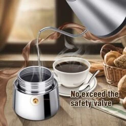 Italian Coffee Maker, Moka Coffee Maker In Stainless Steel Pressure Coffee Maker 200ml Large Capacity Compatible With Induction Hob With Ergonomic Handle 8 Italian Coffee Maker, Moka Coffee Maker In Stainless Steel Pressure Coffee Maker 200ml Large Capacity Compatible With Induction Hob With Ergonomic Handle -Home Chef Shop 68261461 4