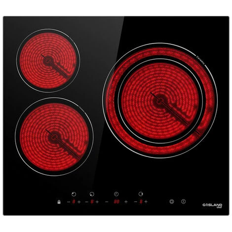 Built-in Ceramic Hob, 3 Zones Electric Cooktop In Black, 5400W Total Output, With Dual Zone Touch Control Timer Child Lock Gasland Chef CH603BF 1 Built-in Ceramic Hob, 3 Zones Electric Cooktop In Black, 5400W Total Output, With Dual Zone Touch Control Timer Child Lock Gasland Chef CH603BF