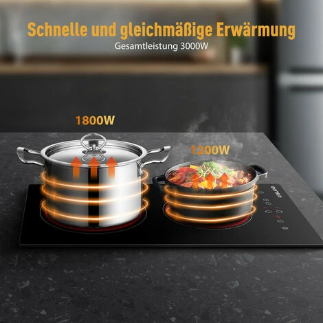 GASLAND Chef CH30BF 30cm Built-in Ceramic Hob, 2 Zones Electric Cooktop Sensor Touch Controls Timer Child Lock, 3kW 2 GASLAND Chef CH30BF 30cm Built-in Ceramic Hob, 2 Zones Electric Cooktop Sensor Touch Controls Timer Child Lock, 3kW - Image 2