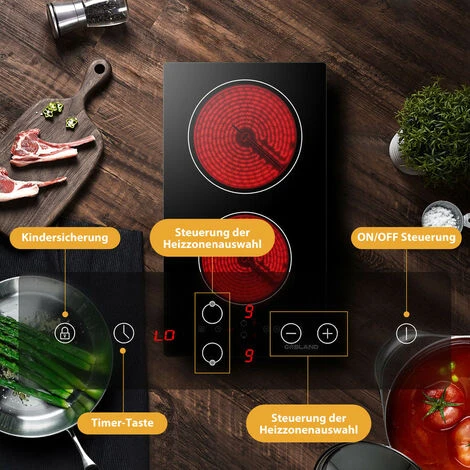 GASLAND Chef CH30BF 30cm Built-in Ceramic Hob, 2 Zones Electric Cooktop Sensor Touch Controls Timer Child Lock, 3kW 4 GASLAND Chef CH30BF 30cm Built-in Ceramic Hob, 2 Zones Electric Cooktop Sensor Touch Controls Timer Child Lock, 3kW - Image 4