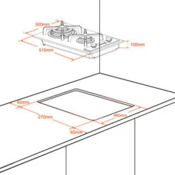 Built-in 2 Burners Gas Hob, Black Tempered Glass Gas Cooktop, NG/LPG Convertible Gasland Chef GH30BF -Home Chef Shop 71426697 5