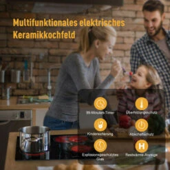 Built-in Ceramic Hob, 4 Zones Electric Cooktop In Black, 6600W Total Output, With Dual & Oval Zone Touch Control Timer Child Lock Gasland Chef CH604BF -Home Chef Shop 71426699 3