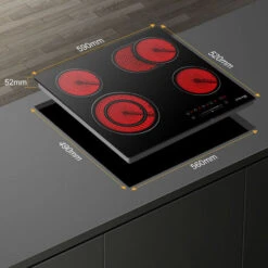 Built-in Ceramic Hob, 4 Zones Electric Cooktop In Black, 6600W Total Output, With Dual & Oval Zone Touch Control Timer Child Lock Gasland Chef CH604BF -Home Chef Shop 71426699 5