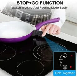 Ceramic Hob Built-in, Black Glass Electric Cooktop, 4 Zones Cooker Touch Controls With STOP+GO Function, Timer & Child Lock, 6.7kW [Energy Class A+] Thermomate CHTB604 -Home Chef Shop 71426704 3