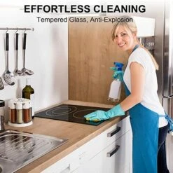 Ceramic Hob, 30cm Built-in 2 Zones Electric Cooktop Black Glass Cooker With Touch Controls & Timer, 3200W [Energy Class A+] Thermomate CHTB302 -Home Chef Shop 71426708 4