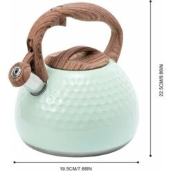 Kettle 2.8L Tea Kettle,With Wood Grain Handle Whistling Kettle, Kettle Induction Stainless Steel,Green White Blue Retro Universal Food Grade Tea Kettle For All Hotplates -Home Chef Shop 71635331 2