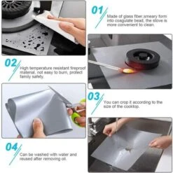 8Pcs Gas Hob Protector Teflon Silver Hob Gas Protector Gas Stove Protector Gas Stove Gas Burner Protector Non-stick Corrosion Protector (Silver 2727cm) -Home Chef Shop 71973283 5