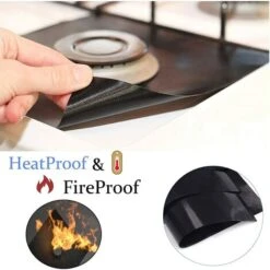 4Pcs Gas Hob Protector Teflon Silver Hob Gas Protector Gas Stove Protector Gas Stove Gas Burner Protector Non-stick Corrosion Protector (Black 2727cm) -Home Chef Shop 71973326 4