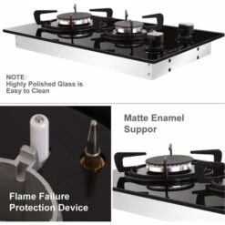 NOXTON Built-in 30cm 2 Burner Gas Hob Domino Black Glass Cooker With LPG Kit &FFD [Energy Class A+] -Home Chef Shop 72566702 5